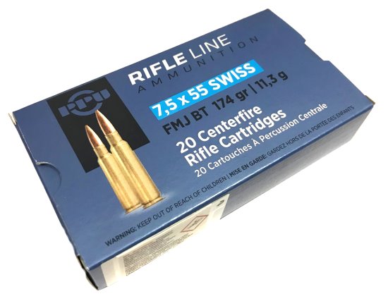 7,5x55, FMJ BT 174grs