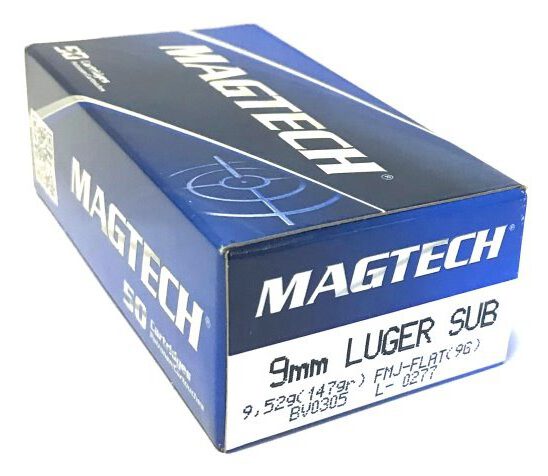 Magtech 9mm Luger 147grs. Subsonic FMJ